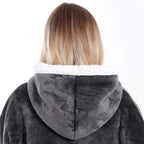 Patura tip hanorac, cu maneci, gluga si buzunare, material plus, marime universala, grafit