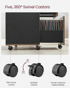 VASAGLE Dulap mobil tip rollbox pentru birouri, sertar cu sina suport dosare, stil industrial, 40x80x66 cm, maro rustic