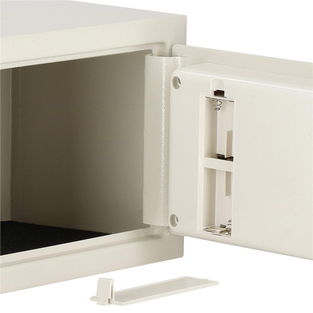Seif electronic standard cu cifru si cheie, 200x300x200 mm, Otel, Bej