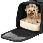 Geanta pentru transport animale mici-medii, pentru caine si pisica, cu saltea, 27x44x25 cm, negru