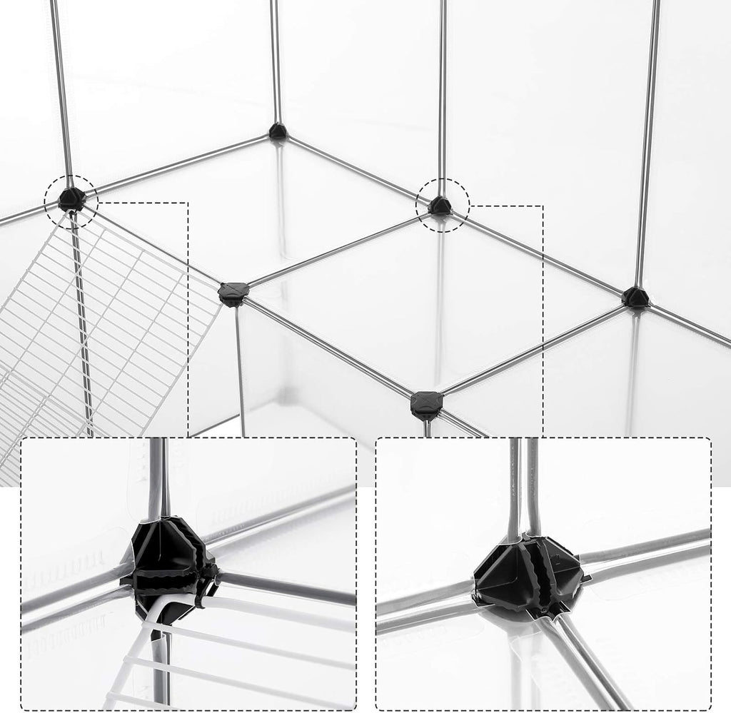 SONGMICS Tarc pentru animale mici rozatoare, din plastic, modulara DIY, 143x108x92cm, alb