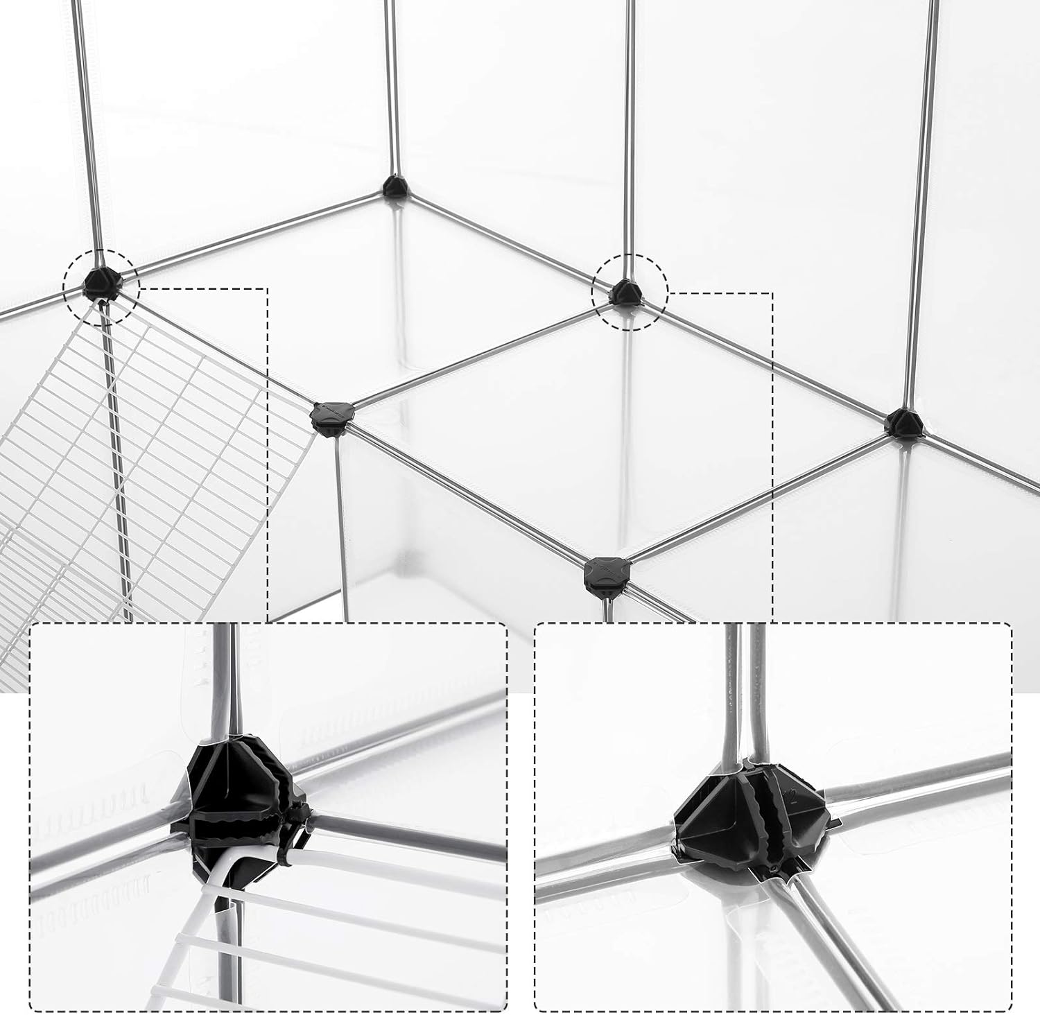 SONGMICS Tarc pentru animale mici rozatoare, din plastic, modulara DIY, 143x108x92cm, alb