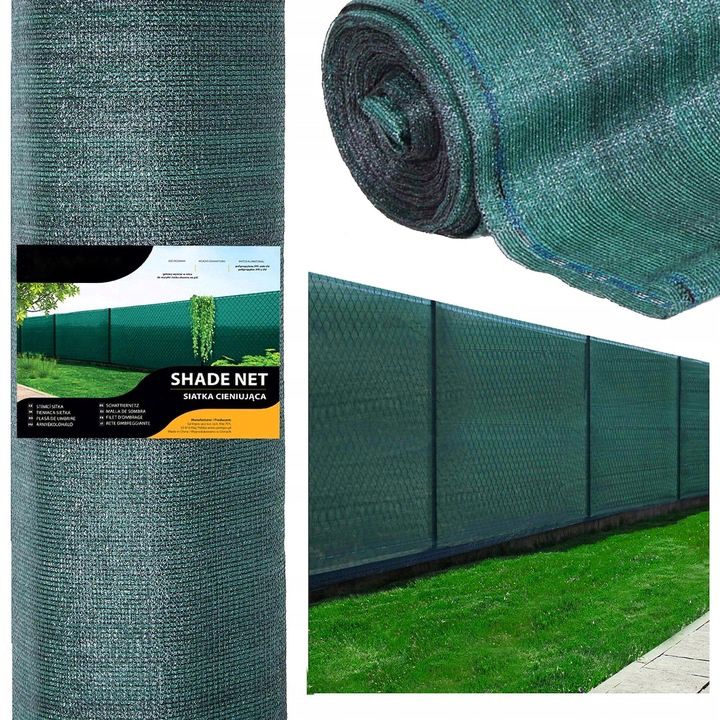 Plasa umbrire si intimitate pentru gard, 1.7m latime, 25m lungime, 140g densitate, verde