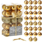 Set globuri de Craciun, 30 bucati, 3 modele, 3cm, auriu
