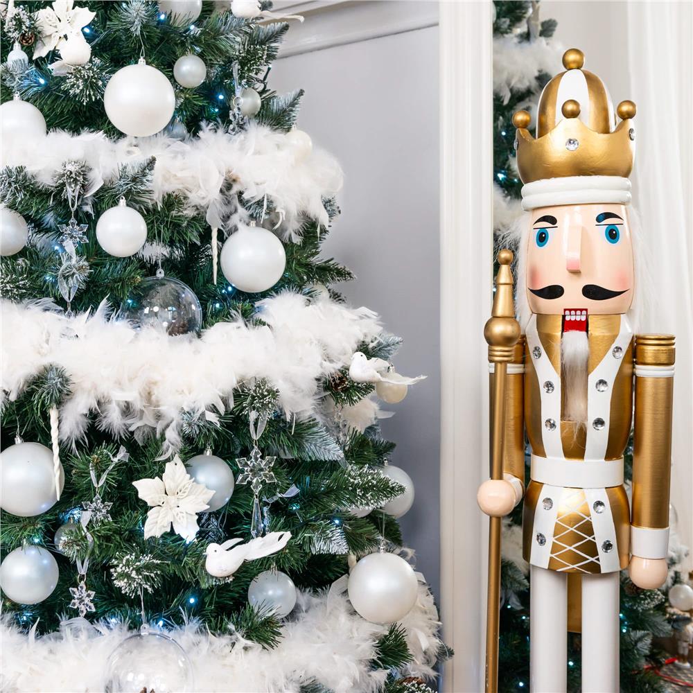 Set globuri de Craciun, 20 bucati, 6cm, alb perlat