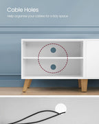 VASAGLE Comoda pentru TV de pana la 65 inch, cu 2 usi si raft reglabil, 40x140x50 cm, alb