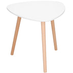 Masa de cafea, ovala, diametru 50 cm, inaltime 48 cm, Blat MDF, Picioare lemn, Alb