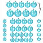 Set globuri de Craciun, 37 bucati, 3-8cm, albastru perla