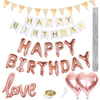 Set 48 baloane si decoratiuni, Happy Birthday, argintiu, roz
