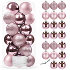 Set globuri de Craciun, 20 bucati, 3 modele, 4cm, roz