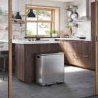 SONGMICS Cos de gunoi din inox cu 2 compartimente colectare selectiva, cu galeti interioare, 2x30litri, argintiu