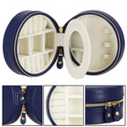 (DL) Cutie depozitare si organizare bijuterii, MDF, piele ecologica, 11 x 5cm, albastru marin