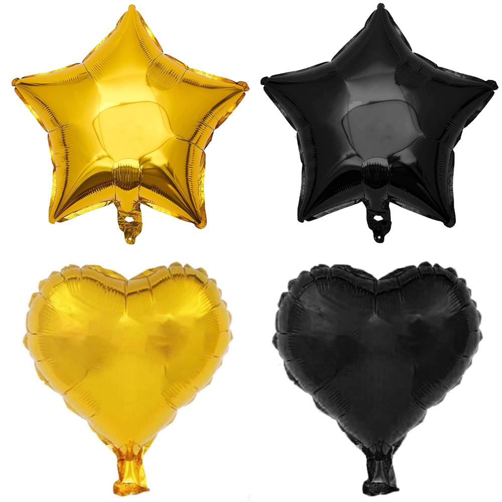 Set 46 baloane si decoratiuni, Happy Birthday, incluse fata de masa si perdea negru auriu