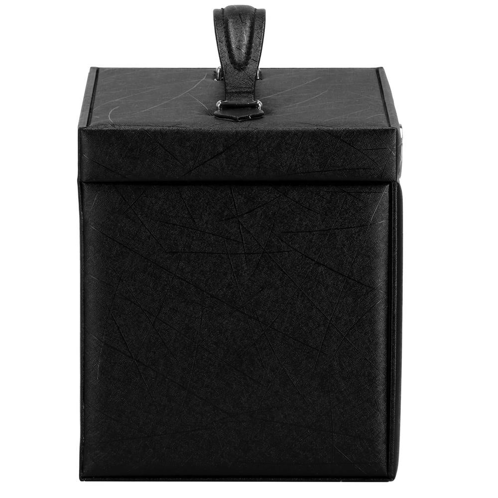 Cutie depozitare si organizare bijuterii, piele ecologica + velur, 26 x 21,5 x 19 cm, negru