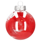 Set globuri de Craciun Inedit, 30 bucati, 7cm, transparente si rosu