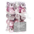 Set globuri de Craciun, 30 bucati, 3 modele, 3cm, roz