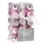 Set globuri de Craciun, 30 bucati, 3 modele, 3cm, roz