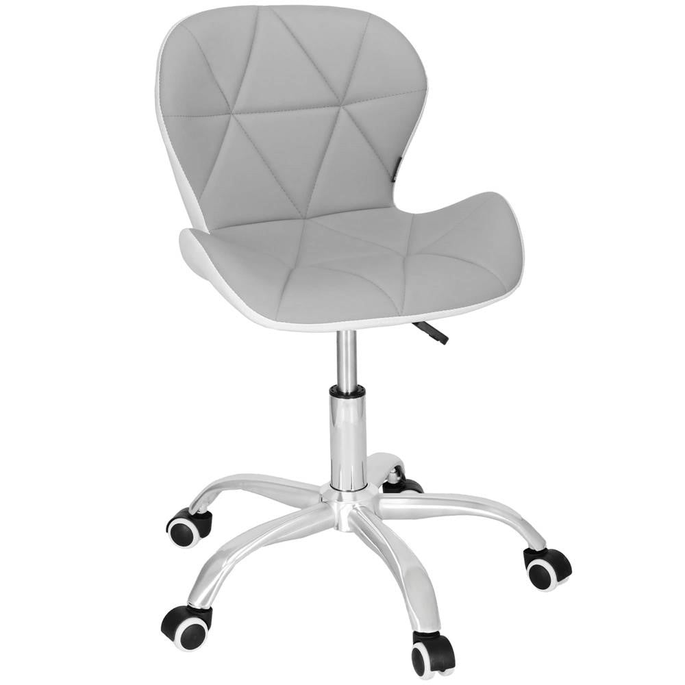 Scaun de birou ergonomic, tapitat cu piele ecologica, 120kg, alb gri