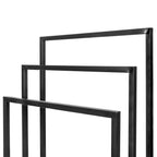 Suport metalic de baie pentru prosoape, cu 3 standuri, 84 cm, negru