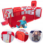 Tarc loc de joaca XXL pentru copii sau bebe, material textil, rosu, 230x122x62cm