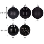 Set globuri de Craciun, 20 bucati, 5 modele, 6cm, negru