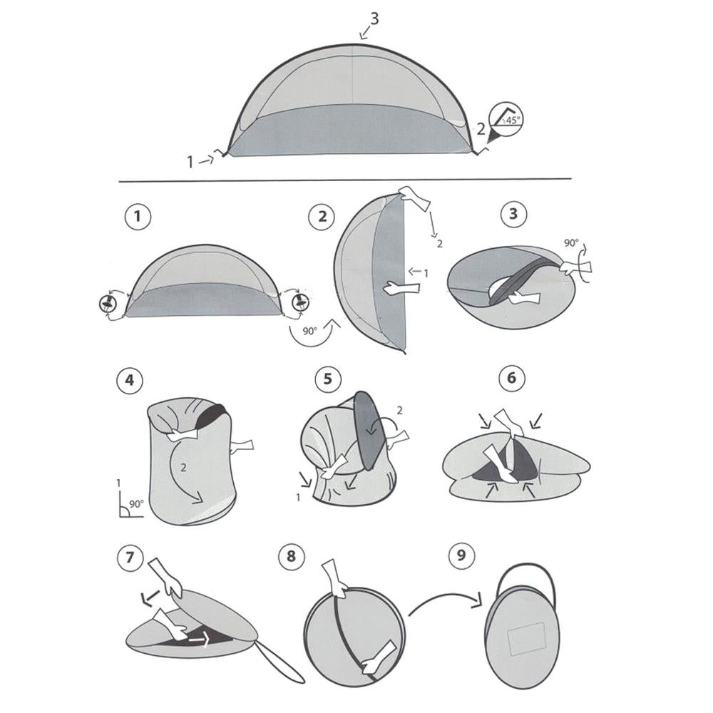 Cort plaja si picnic semi-deschis , protectie UV, 200x120x110cm, portocaliu
