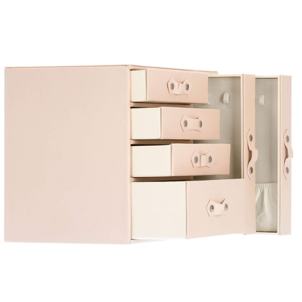 (DL) Cutie depozitare si organizare bijuterii, piele ecologica + velur, 26 x 22 x 18 cm, roz