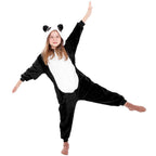 Pijama tip salopeta pentru copii, model panda, marime 125-140cm
