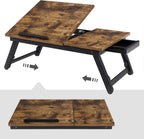 SONGMICS Masa de pat pentru laptop, plabila si reglabila, 55x35x23 cm, maro