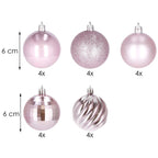 Set globuri de Craciun, 20 bucati, 5 modele, 6cm, roz