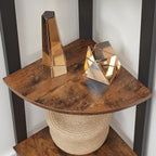 VASAGLE Raft de colt cu 4 etaje, tip biblioteca, cadru metal si polite lemn, industrial, 34x34x125cm, maro rustic