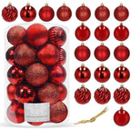 Set globuri de Craciun, 20 bucati, 5 modele, 6cm, rosu