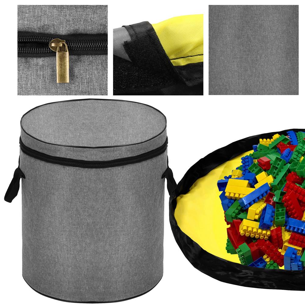 Cos depozitare haine sau jucarii, 40x33cm, bumbac si in, 43 l, gri