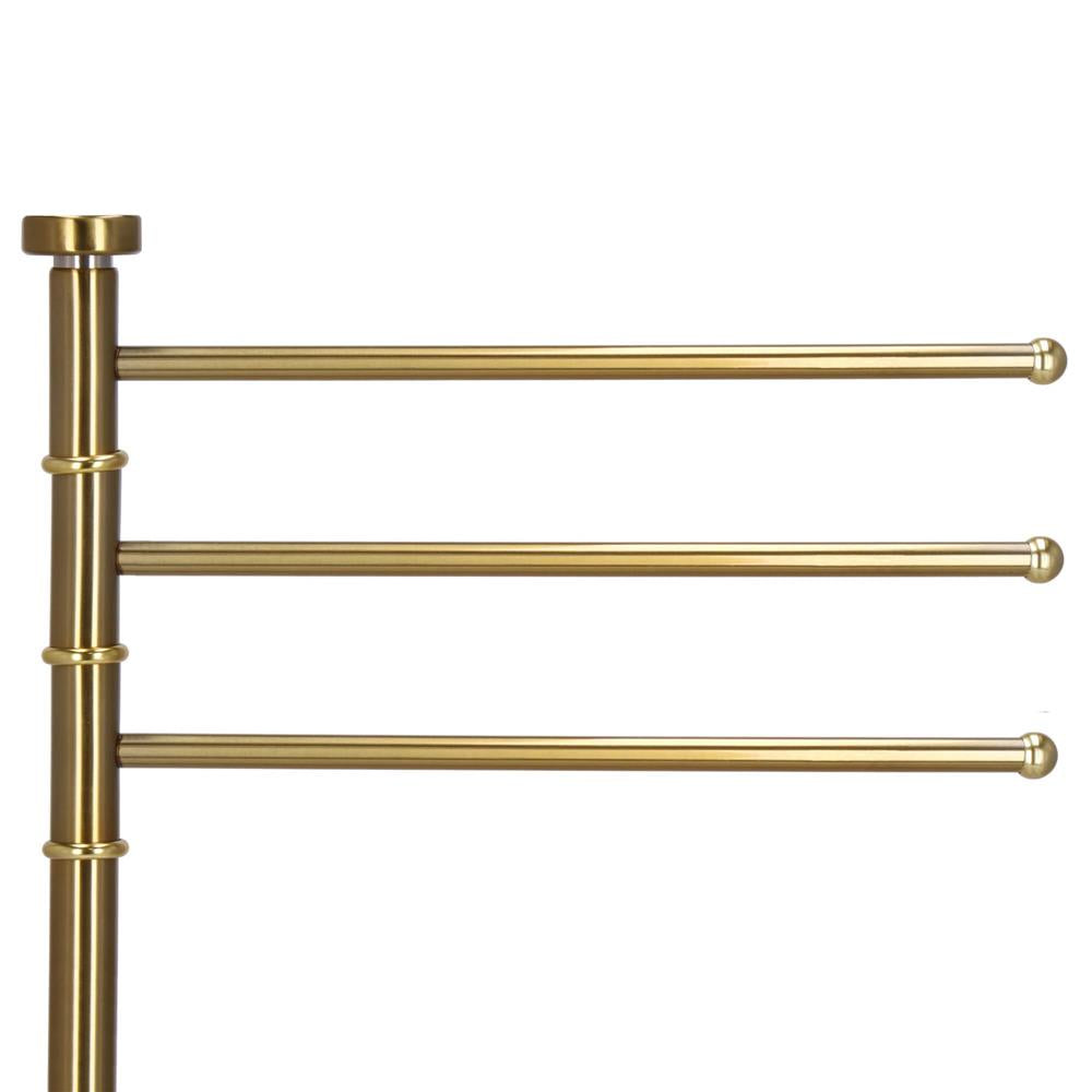 Suport cuier pentru prosoape cu 3 brate, inaltime 86cm, auriu lucios