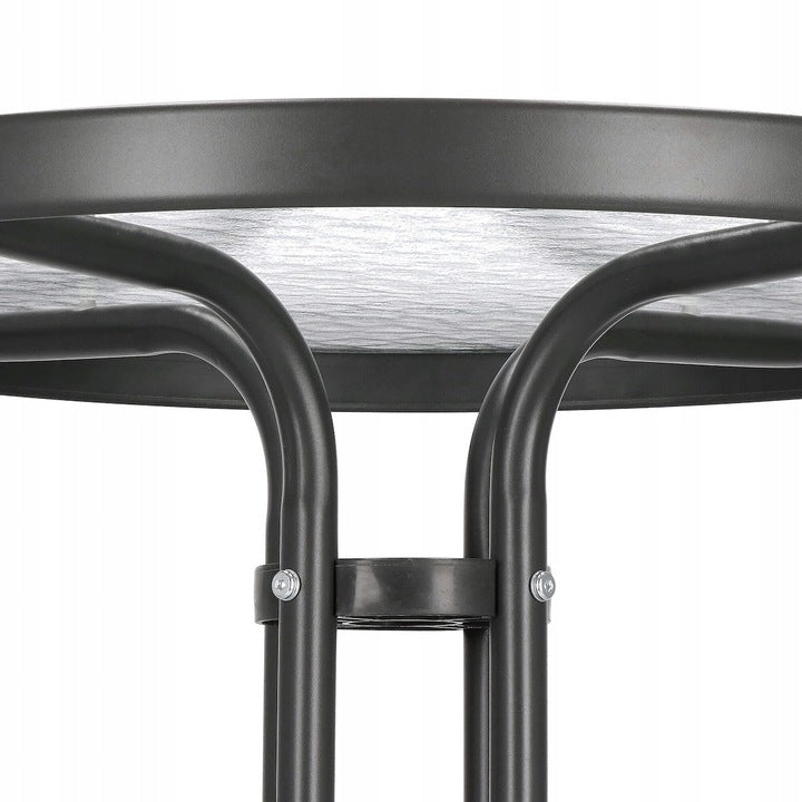 Masa pentru gradina sau balcon, cadru metalic, blat sticla, 60x70cm, negru