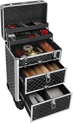 SONGMICS Valiza pentru cosmetice cu roti, profesionala, inchidere cu cheie, 24x34x56cm, negru