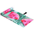 Prosop de plaja cu uscare de rapida, husa de transport, 90x180cm, model pepene verde