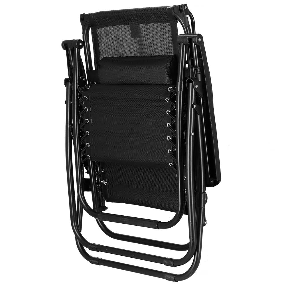 Sezlong pliabil  GC3, Relax Zero Gravity cu parasolar, 175cm, negru