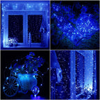 Ghirlanda luminoasa tip perdea 300 LED-uri, 3x3m, pentru interior, alimentare USB, albastru