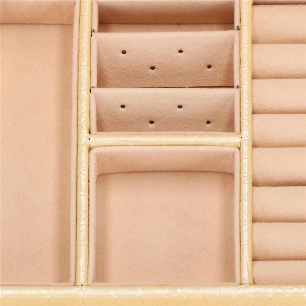 (DL) Cutie depozitare si organizare bijuterii, MDF, piele ecologica si velur, 17,5 x 14 x 12,5cm, crem