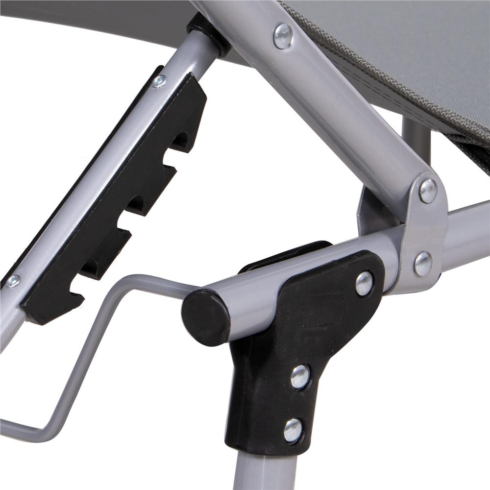 Sezlong pliabil cu parasolar, 188x57x38cm, sarcina 120kg, gri