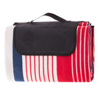 Patura pentru picnic sau plaja, cu folie izolatoare si maner, 160x200cm, albastru rosu