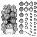 Set globuri de Craciun, 30 bucati, 3 modele, 4/5/6cm, gri argintiu
