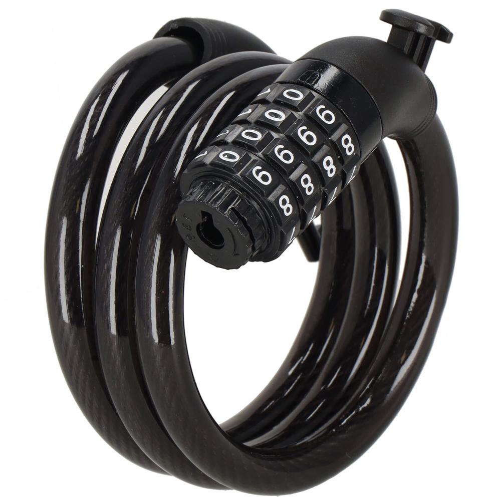 Lant antifurt bicicleta si trotineta, inchidere cifru, lungime 95 cm, Otel, Negru