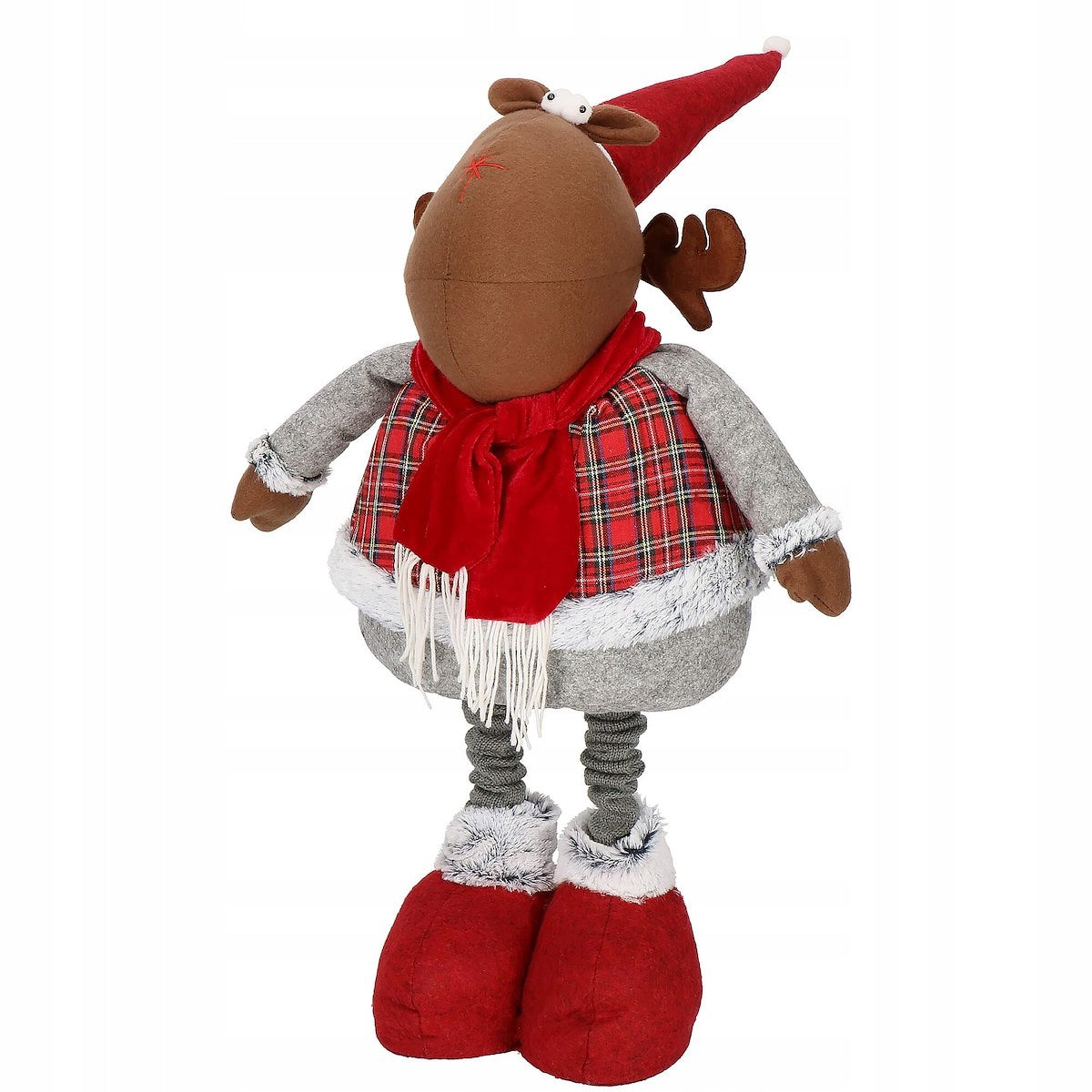 (DL) Figurina Craciun, Ren, picioare telescopice, inaltime extensibila 55-95cm