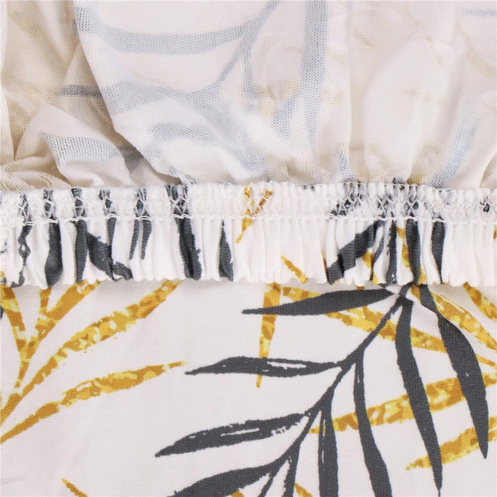 Set 4 huse pentru scaun, marime universala, poliester si spandex, 38x70cm, alb, gri si galben