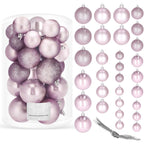 Set globuri de Craciun, 30 bucati, 3 modele, 4/5/6cm, roz