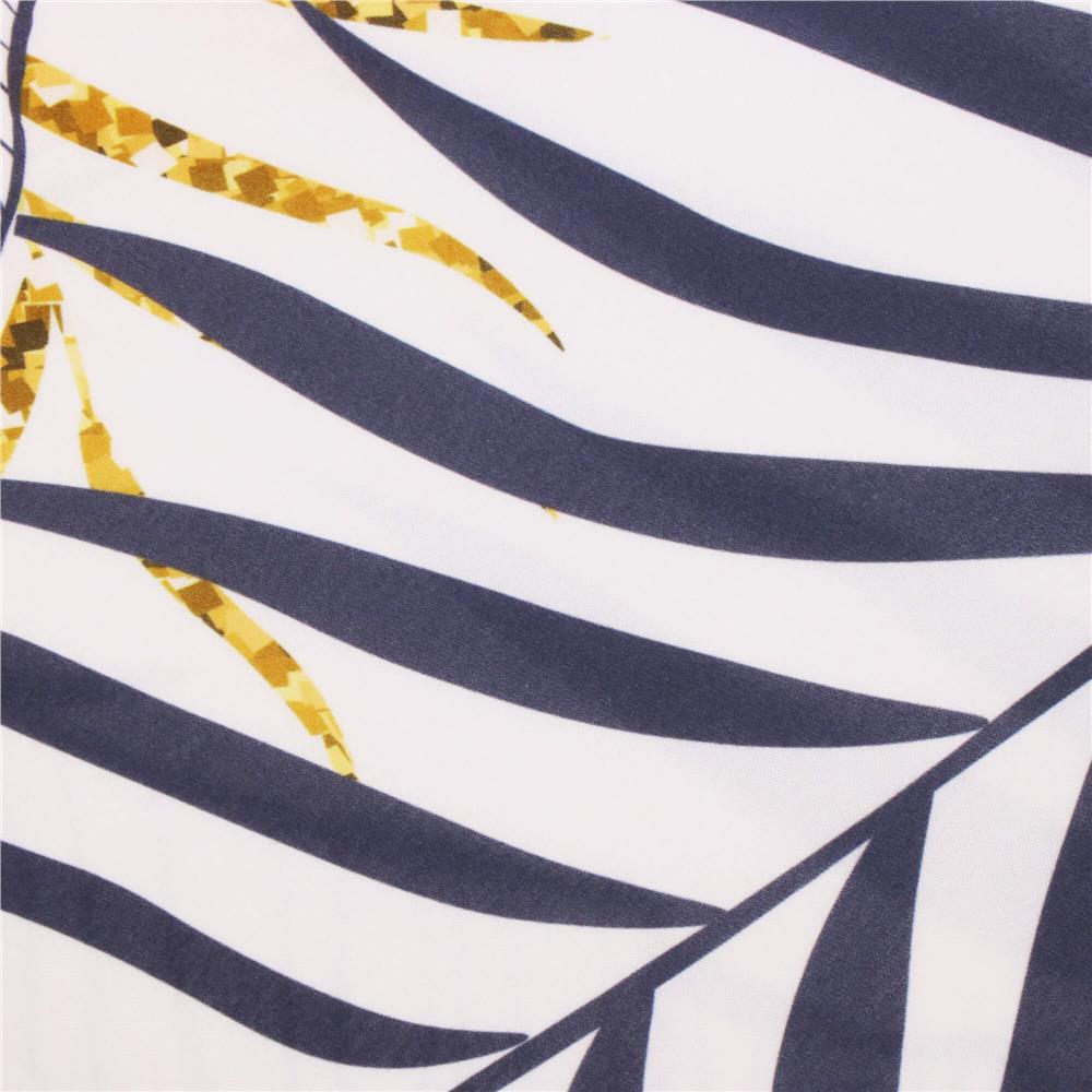 Husa pentru scaun, marime universala, poliester si spandex, 38x70cm, alb, nuante de bleumarin, galben