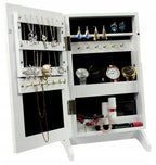 Dulapior de toaleta cu oglinda si spatiu de depozitare bijuterii, 21x36x15cm, alb