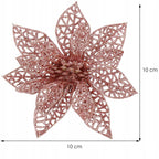 Set 10 ornamente pentru bradul de Craciun, stea Poinsettia, 10cm, roz